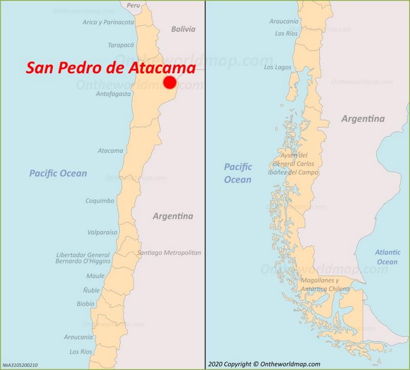 San Pedro de Atacama en el mapa de Chile