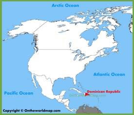 República Dominicana en el mapa de América del Norte