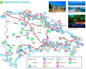 Mapa de atracciones turísticas de República Dominicana