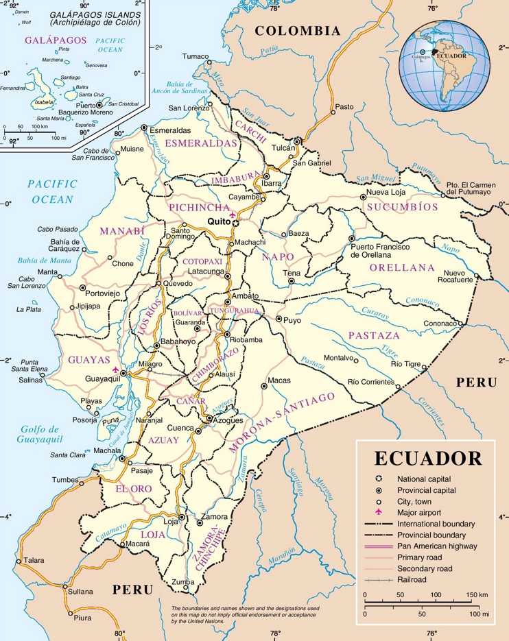 Mapa de carreteras de Ecuador