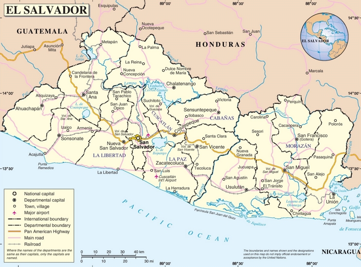 Mapa politico de El Salvador