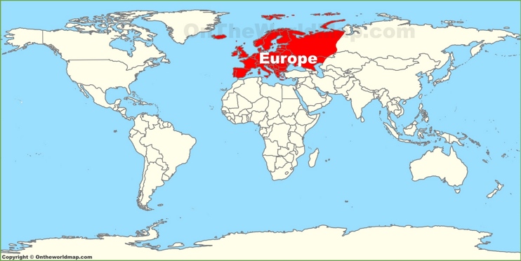 Ubicación de Europa en el mapa mundial