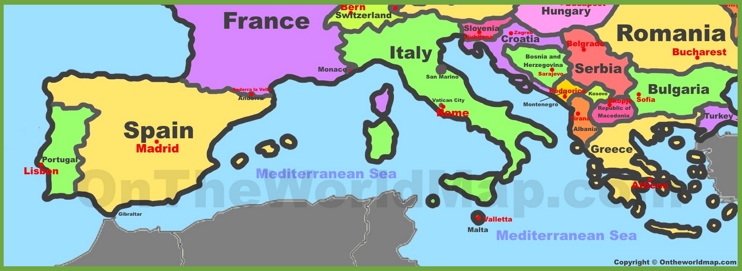 Mapa del Sur de Europa