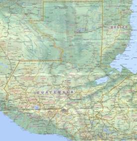 Mapa detallado grande de Guatemala con ciudades y pueblos