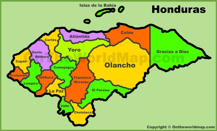 Mapa administrativo de Honduras