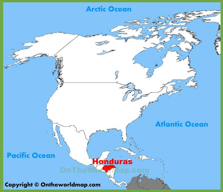 Honduras en el mapa de América del Norte