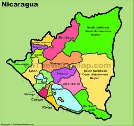 Mapa administrativo de Nicaragua
