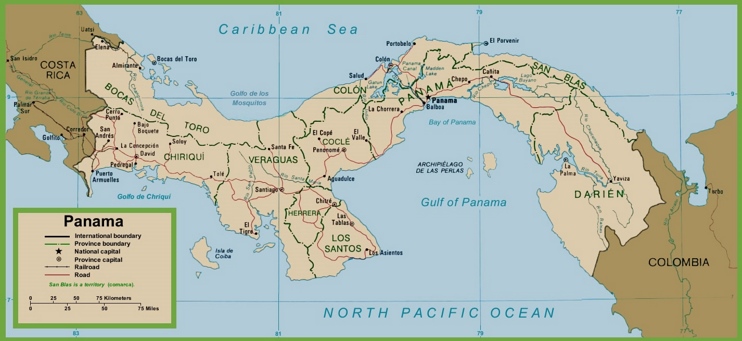 Mapa politico de Panamá