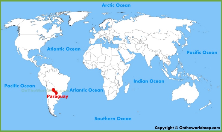 Ubicación de Paraguay en el mapa mundial