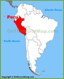 Perú en el mapa de America del Sur