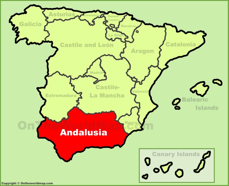 Andalucía en el mapa de España