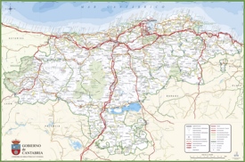 Gran mapa detallado de Cantabria con ciudades y pueblos