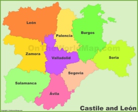 Castilla y León Provincias Mapa