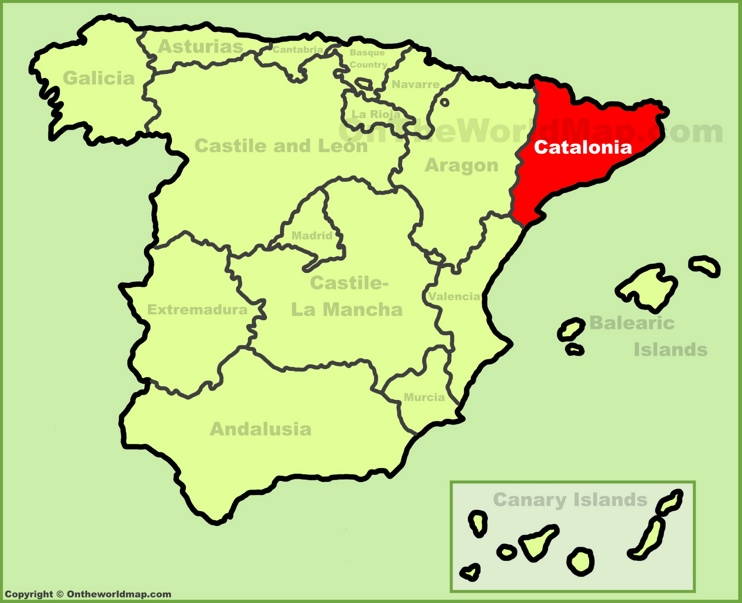 Cataluña en el mapa de España
