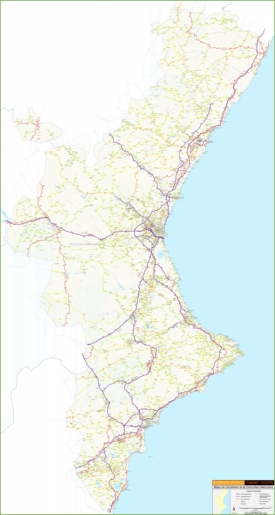 Gran mapa detallado de Comunidad Valenciana con ciudades y pueblos