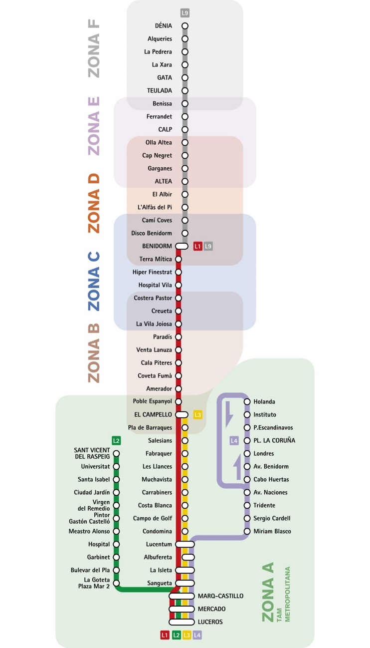 Alicante tranvía y metro mapaa