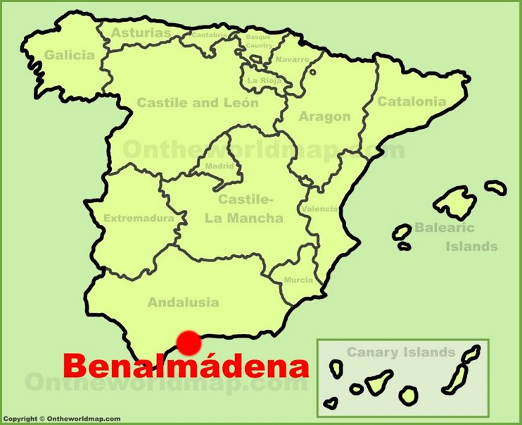 Benalmádena en el mapa de España