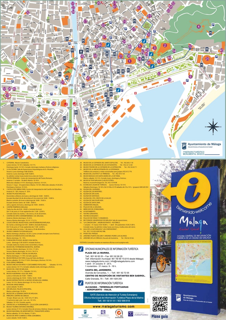 Málaga - Mapa de hoteles y atracciones turísticas