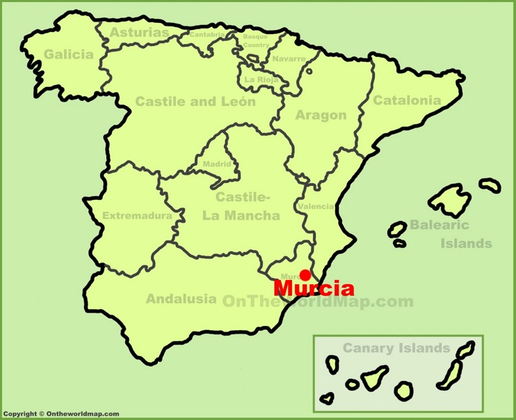 Murcia en el mapa de España