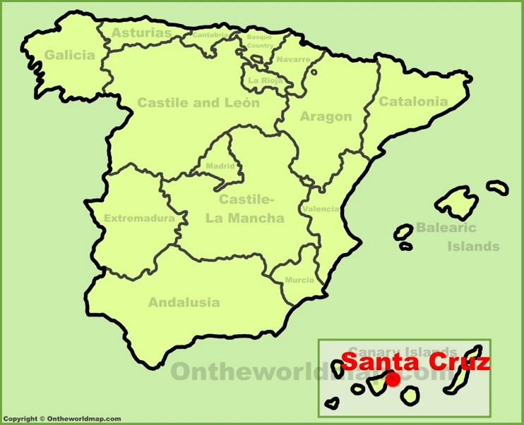 Santa Cruz de Tenerife en el mapa de España