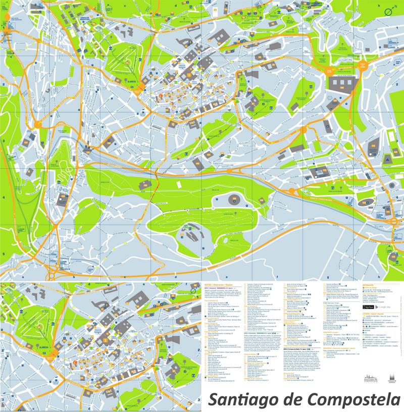 Santiago de Compostela atracciones turísticas mapa