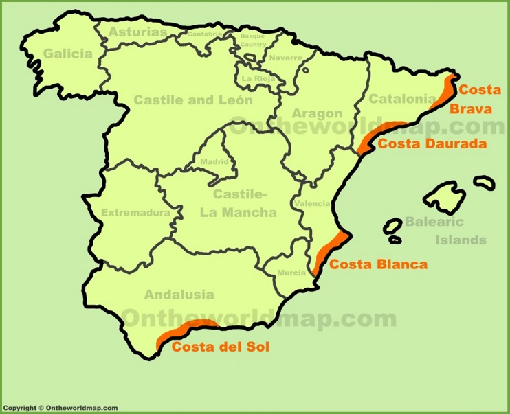 Las mejores costas en el mapa de España