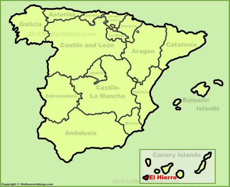 El Hierro en el mapa de España