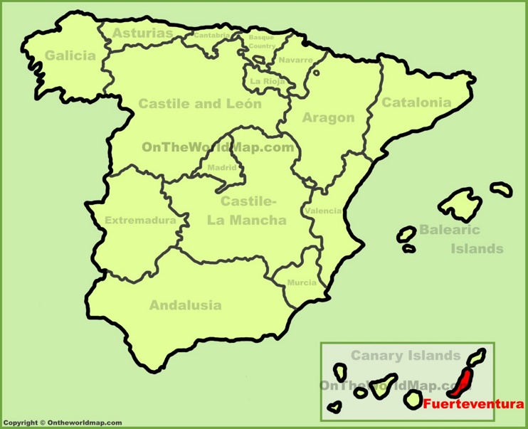 Fuerteventura en el mapa de España