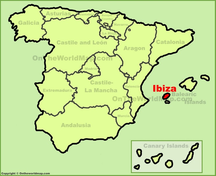 Ibiza en el mapa de España