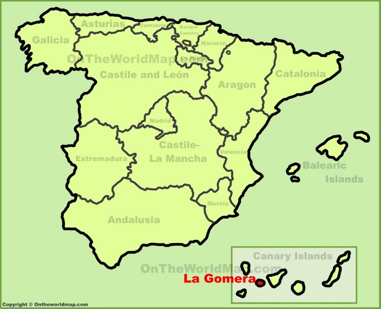 La Gomera en el mapa de España
