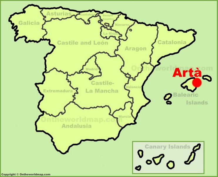 Artà en el mapa de España