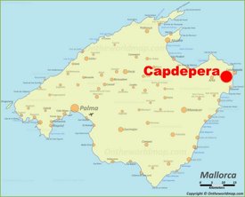 Capdepera en el mapa de Mallorca