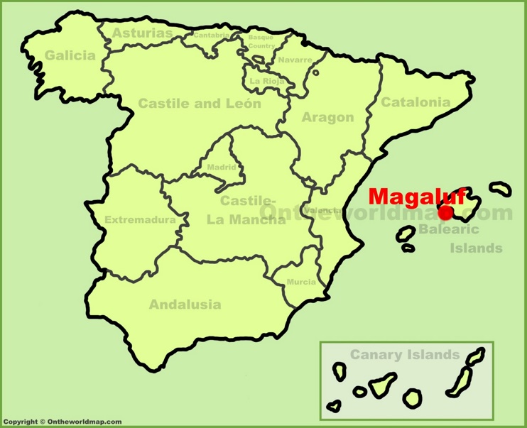 Magaluf en el mapa de España