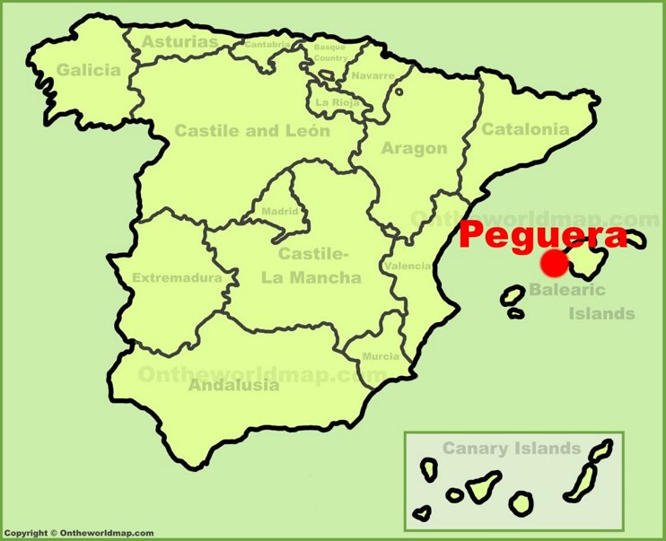Peguera en el mapa de España