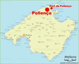 Pollensa en el mapa de Mallorca