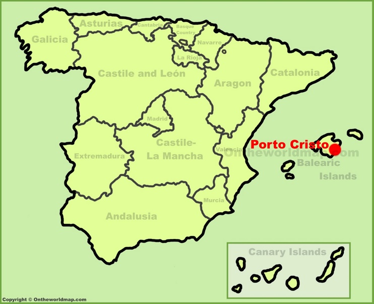 Porto Cristo en el mapa de España