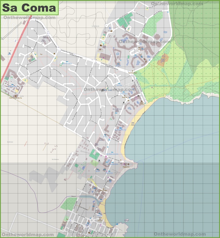 Gran mapa detallado de Sa Coma
