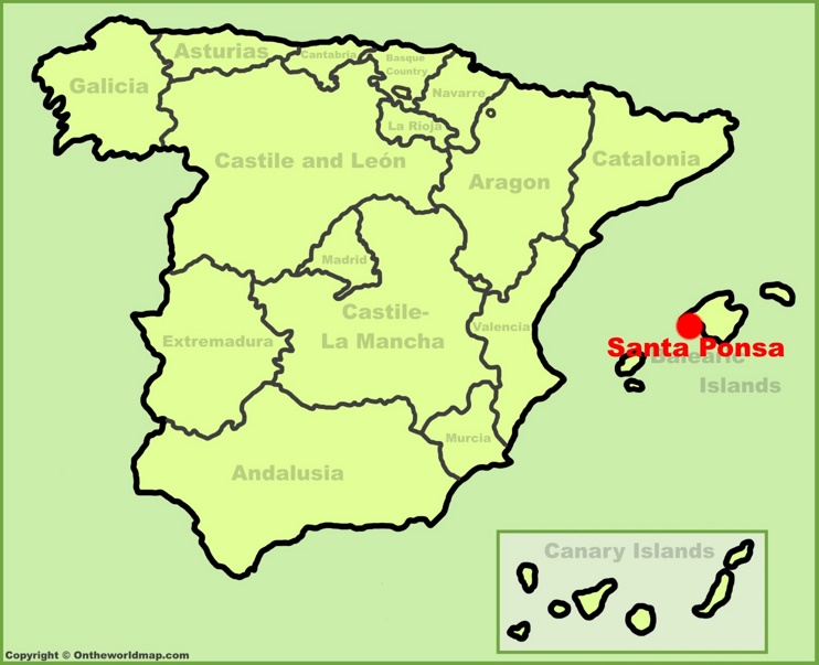 Santa Ponsa en el mapa de España