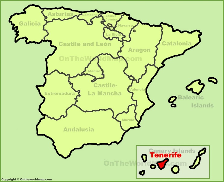 Tenerife en el mapa de España