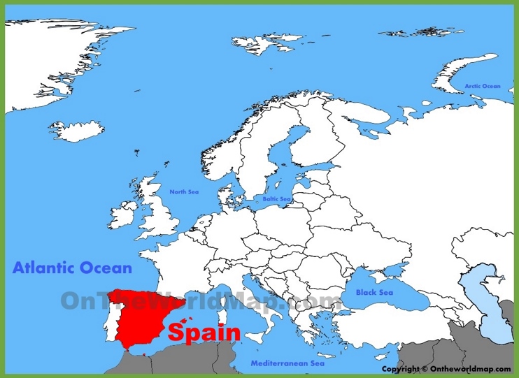 Ubicación de España en el mapa de Europa