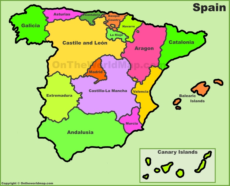 Mapa de comunidades autónomas de España