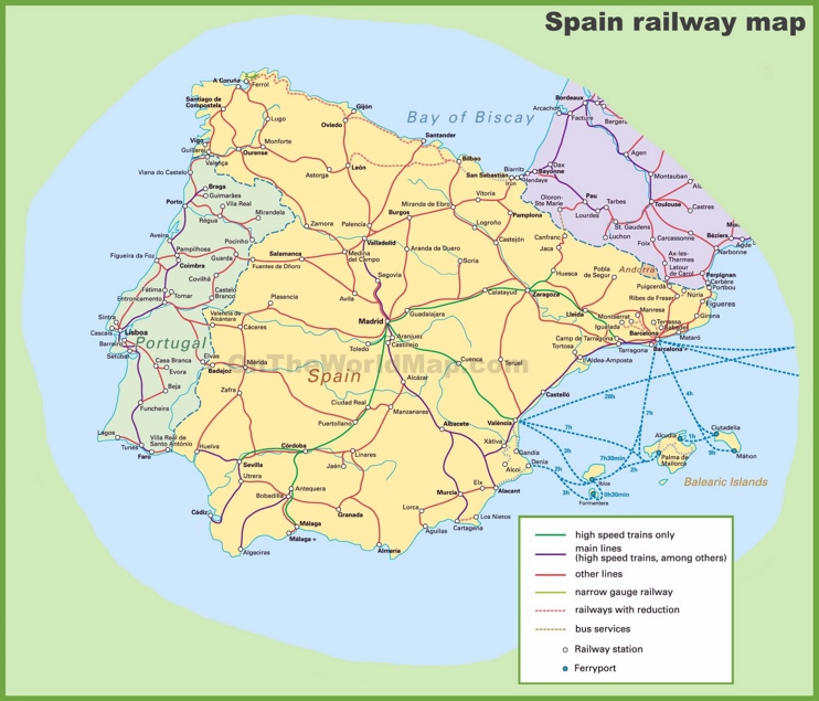 Mapa ferroviario de España