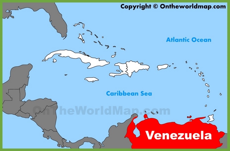 Ubicación de Venezuela en el mapa del Caribe