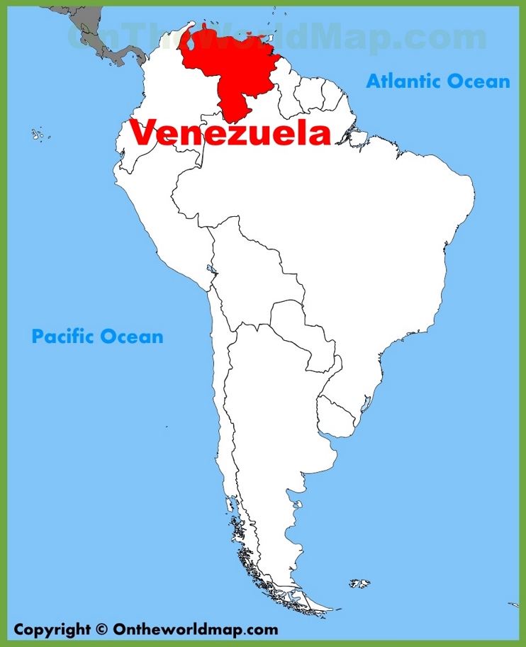Venezuela en el mapa de America del Sur