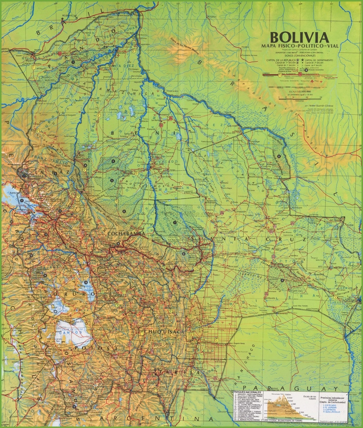 Mapa detallado grande de Bolivia