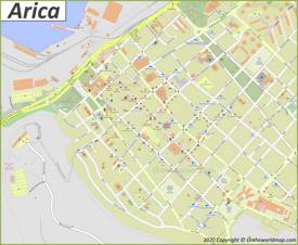 Arica - Mapa del centro de la ciudad