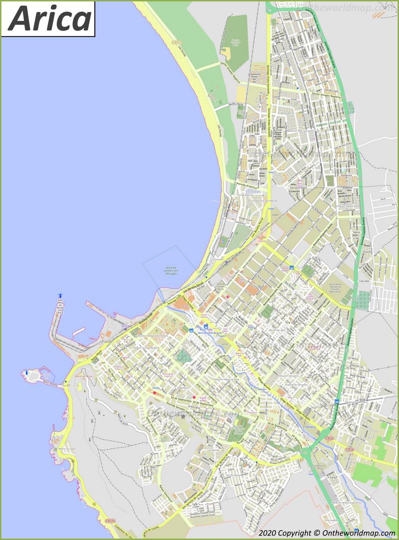 Mapa detallado de Arica