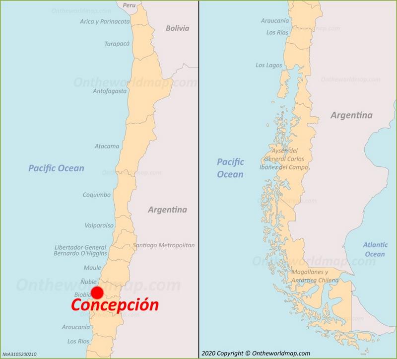Concepción en el mapa de Chile