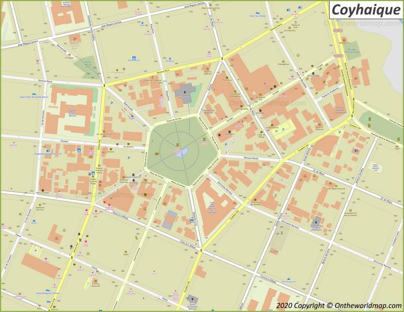 Coyhaique - Mapa del centro de la ciudad
