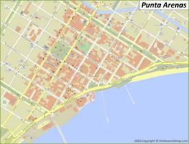Punta Arenas - Mapa del centro de la ciudad